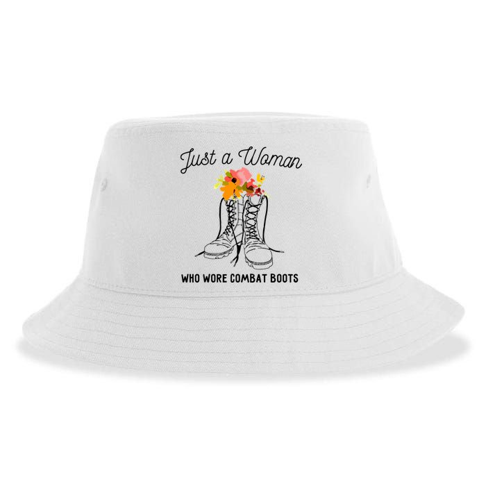 Just A Woman Who Wore Combat Boots Sustainable Bucket Hat