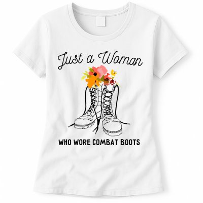 Just A Woman Who Wore Combat Boots Womens T-Shirt