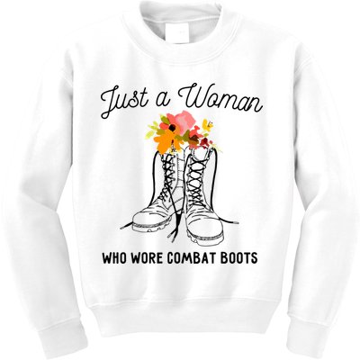 Just A Woman Who Wore Combat Boots Kids Sweatshirt