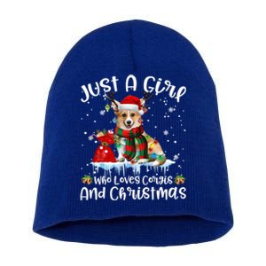 Just A Who Loves Corgi And Christmas Gift Short Acrylic Beanie