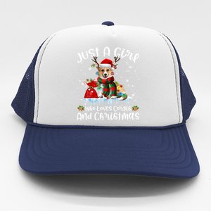 Just A Who Loves Corgi And Christmas Gift Trucker Hat