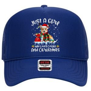 Just A Who Loves Corgi And Christmas Gift High Crown Mesh Back Trucker Hat