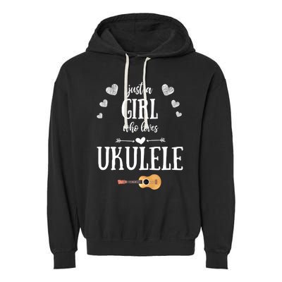 Just A Who Loves Ukulele For Ukulele Player Musician Gift Garment-Dyed Fleece Hoodie