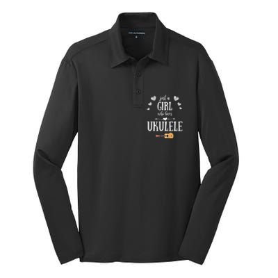 Just A Who Loves Ukulele For Ukulele Player Musician Gift Silk Touch Performance Long Sleeve Polo