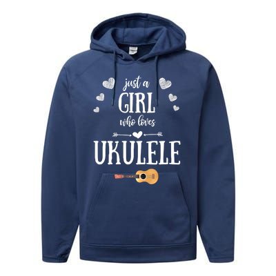 Just A Who Loves Ukulele For Ukulele Player Musician Gift Performance Fleece Hoodie