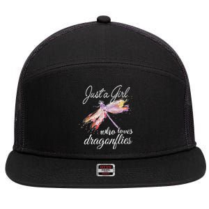 Just A Who Loves Dragonflies Entomologist Gift 7 Panel Mesh Trucker Snapback Hat