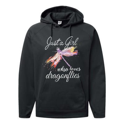 Just A Who Loves Dragonflies Entomologist Gift Performance Fleece Hoodie