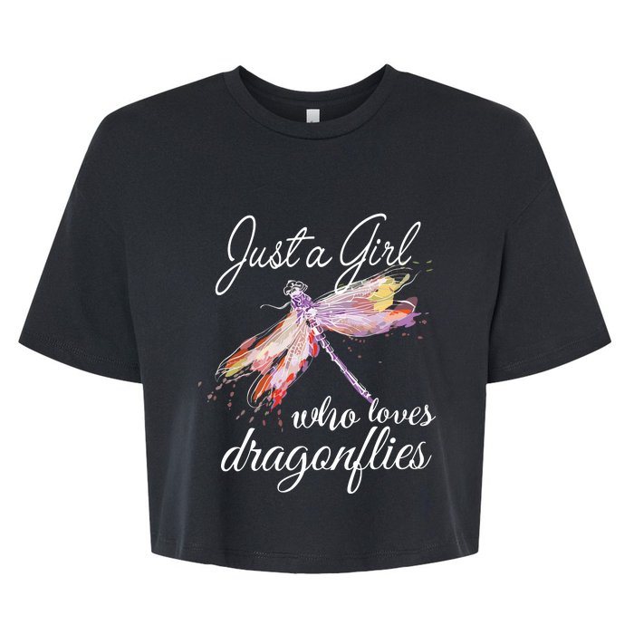 Just A Who Loves Dragonflies Entomologist Gift Bella+Canvas Jersey Crop Tee