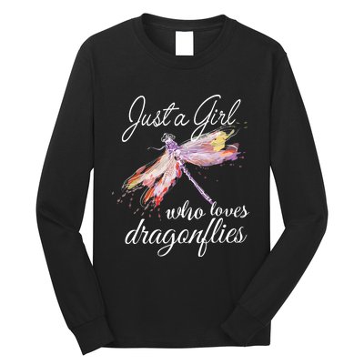 Just A Who Loves Dragonflies Entomologist Gift Long Sleeve Shirt