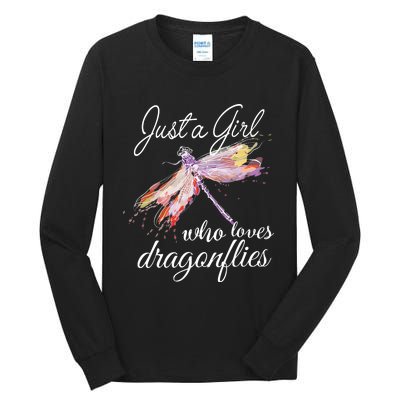 Just A Who Loves Dragonflies Entomologist Gift Tall Long Sleeve T-Shirt