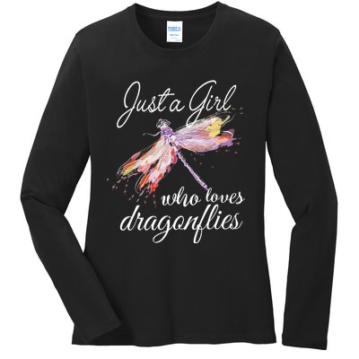 Just A Who Loves Dragonflies Entomologist Gift Ladies Long Sleeve Shirt