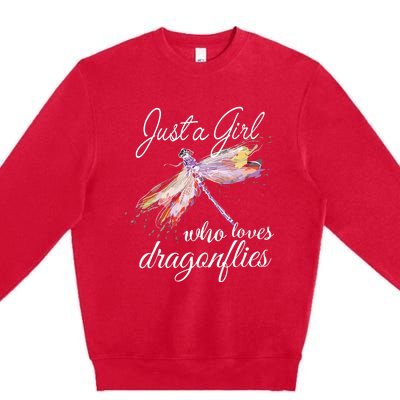 Just A Who Loves Dragonflies Entomologist Gift Premium Crewneck Sweatshirt