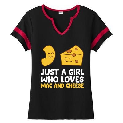 Just A Who Loves Mac And Cheese Love Macaroni Cheese Gift Ladies Halftime Notch Neck Tee