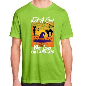 Just A Who Loves Fall And Cats Halloween Costume Gift Adult ChromaSoft Performance T-Shirt