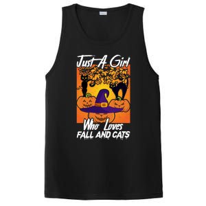 Just A Who Loves Fall And Cats Halloween Costume Gift PosiCharge Competitor Tank