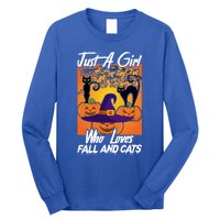 Just A Who Loves Fall And Cats Halloween Costume Gift Long Sleeve Shirt