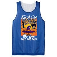 Just A Who Loves Fall And Cats Halloween Costume Gift Mesh Reversible Basketball Jersey Tank