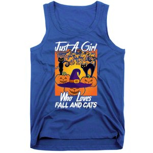 Just A Who Loves Fall And Cats Halloween Costume Gift Tank Top