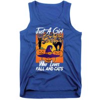 Just A Who Loves Fall And Cats Halloween Costume Gift Tank Top