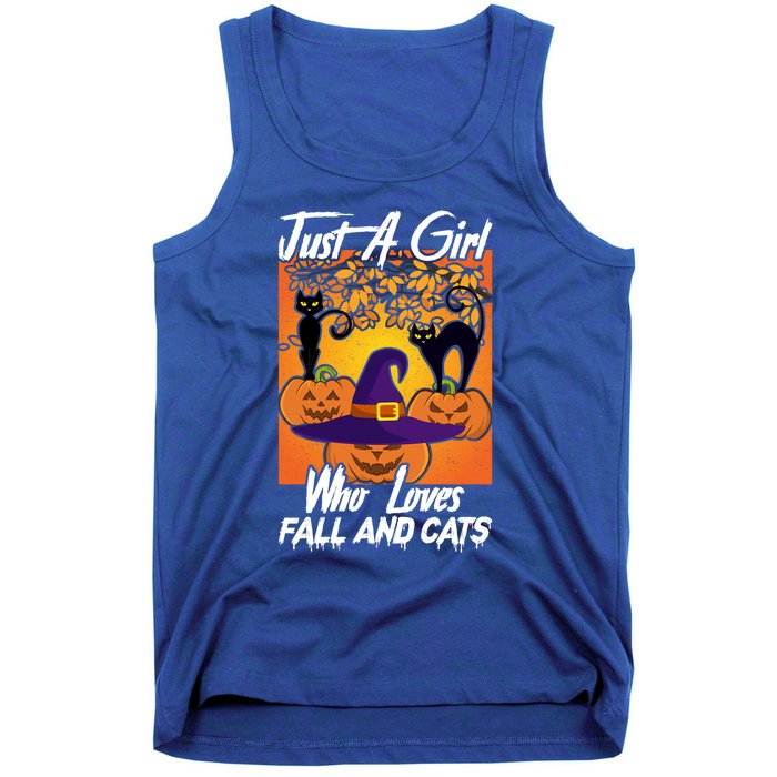 Just A Who Loves Fall And Cats Halloween Costume Gift Tank Top