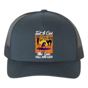 Just A Who Loves Fall And Cats Halloween Costume Gift Yupoong Adult 5-Panel Trucker Hat