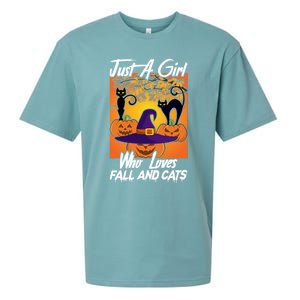 Just A Who Loves Fall And Cats Halloween Costume Gift Sueded Cloud Jersey T-Shirt