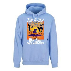 Just A Who Loves Fall And Cats Halloween Costume Gift Unisex Surf Hoodie