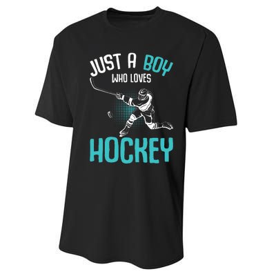 Just a who loves Hockey Player Ice Hockey Performance Sprint T-Shirt