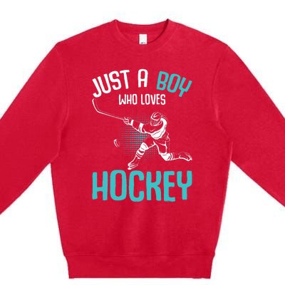 Just a who loves Hockey Player Ice Hockey Premium Crewneck Sweatshirt