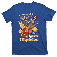 Just A Who Loves Ukulele Groovy Uke Player Musician Great Gift T-Shirt