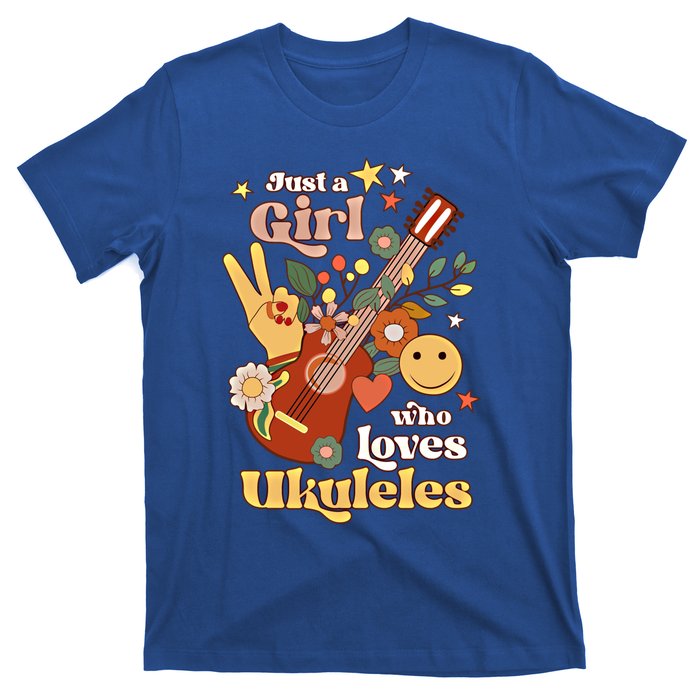 Just A Who Loves Ukulele Groovy Uke Player Musician Great Gift T-Shirt