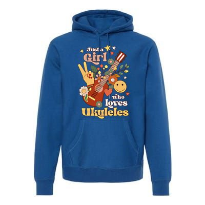 Just A Who Loves Ukulele Groovy Uke Player Musician Great Gift Premium Hoodie