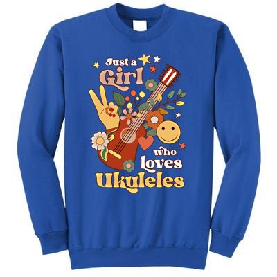 Just A Who Loves Ukulele Groovy Uke Player Musician Great Gift Tall Sweatshirt