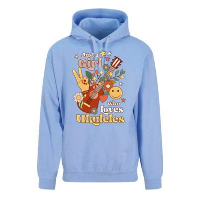 Just A Who Loves Ukulele Groovy Uke Player Musician Great Gift Unisex Surf Hoodie