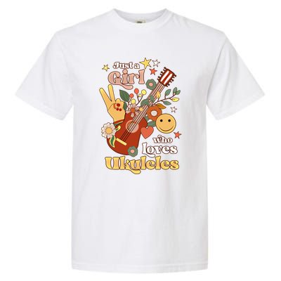 Just A Who Loves Ukulele Groovy Uke Player Musician Great Gift Garment-Dyed Heavyweight T-Shirt