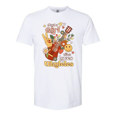 Just A Who Loves Ukulele Groovy Uke Player Musician Great Gift Softstyle® CVC T-Shirt