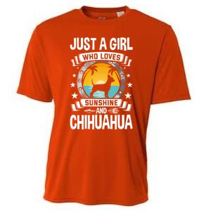 Just A Who Loves Sunshine And Chihuahua Cool Gift Cooling Performance Crew T-Shirt