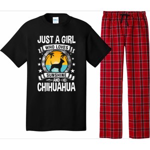 Just A Who Loves Sunshine And Chihuahua Cool Gift Pajama Set