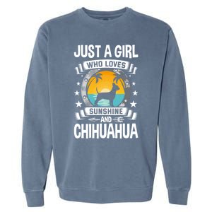 Just A Who Loves Sunshine And Chihuahua Cool Gift Garment-Dyed Sweatshirt