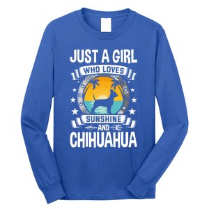 Just A Who Loves Sunshine And Chihuahua Cool Gift Long Sleeve Shirt