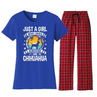 Just A Who Loves Sunshine And Chihuahua Cool Gift Women's Flannel Pajama Set