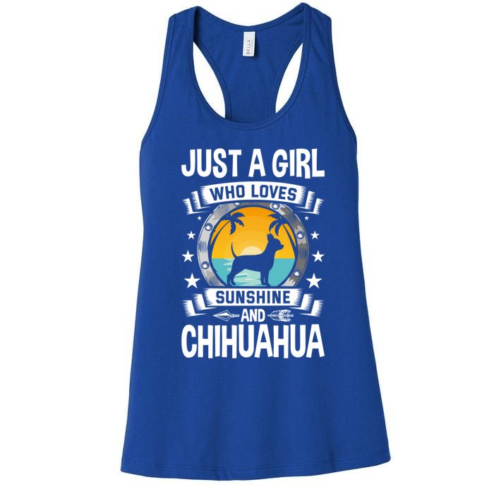 Just A Who Loves Sunshine And Chihuahua Cool Gift Women's Racerback Tank