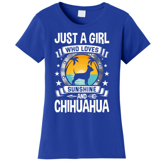 Just A Who Loves Sunshine And Chihuahua Cool Gift Women's T-Shirt