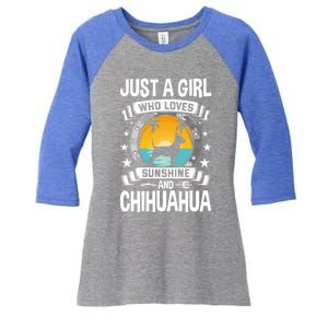 Just A Who Loves Sunshine And Chihuahua Cool Gift Women's Tri-Blend 3/4-Sleeve Raglan Shirt