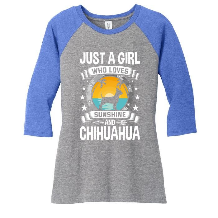 Just A Who Loves Sunshine And Chihuahua Cool Gift Women's Tri-Blend 3/4-Sleeve Raglan Shirt