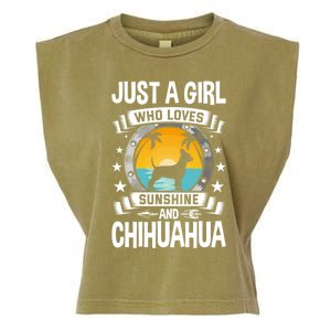 Just A Who Loves Sunshine And Chihuahua Cool Gift Garment-Dyed Women's Muscle Tee