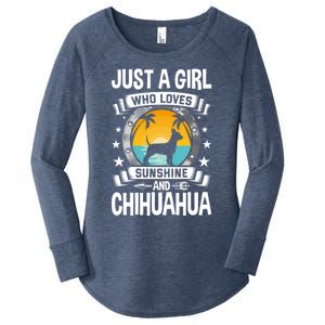 Just A Who Loves Sunshine And Chihuahua Cool Gift Women's Perfect Tri Tunic Long Sleeve Shirt