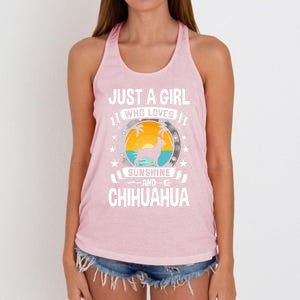 Just A Who Loves Sunshine And Chihuahua Cool Gift Women's Knotted Racerback Tank