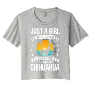 Just A Who Loves Sunshine And Chihuahua Cool Gift Women's Crop Top Tee