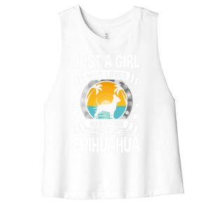 Just A Who Loves Sunshine And Chihuahua Cool Gift Women's Racerback Cropped Tank